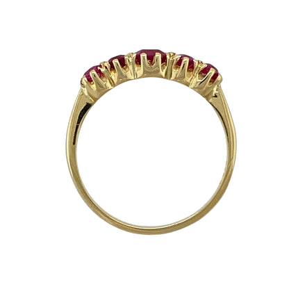 18ct Gold & Ruby Set Five Stone Band Ring