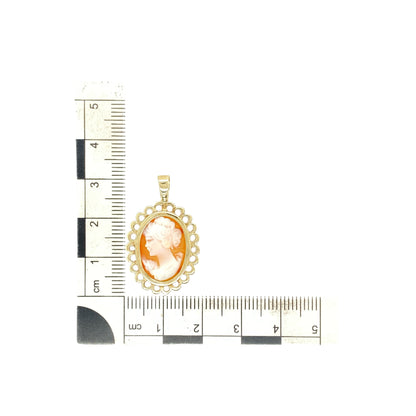 9ct Gold & Cameo Set Oval Pendant