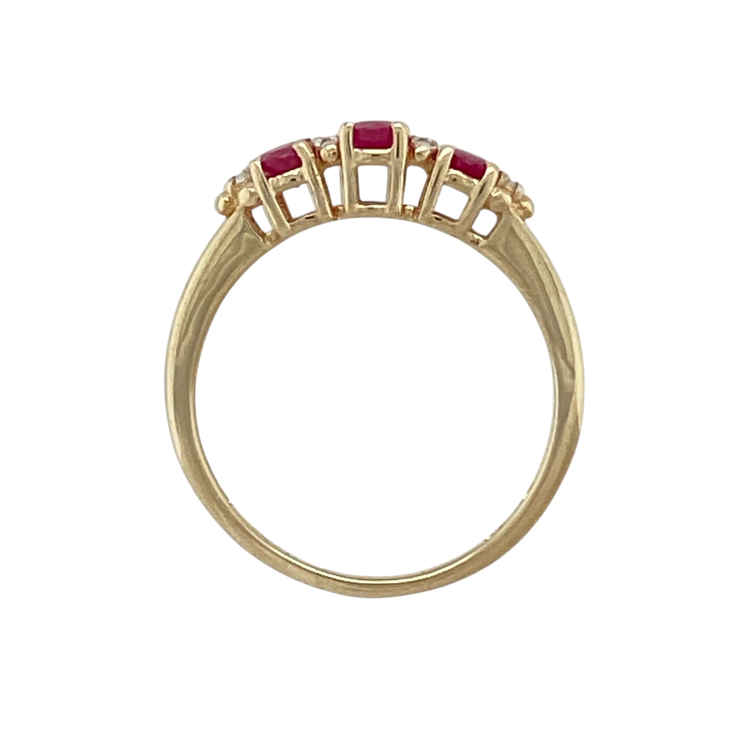 9ct Gold Diamond & Ruby Set Band Ring
