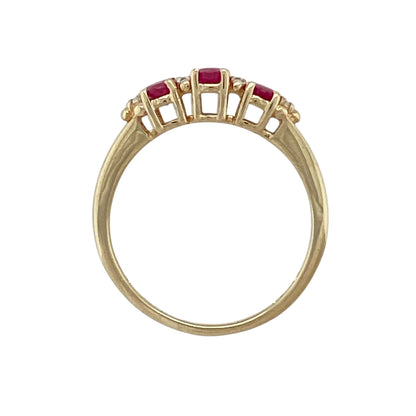 9ct Gold Diamond & Ruby Set Band Ring