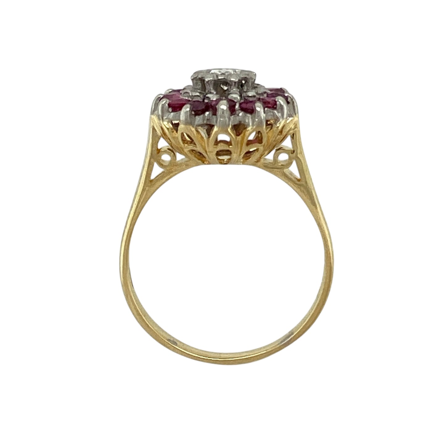 18ct Gold Diamond & Ruby Set Cluster Ring