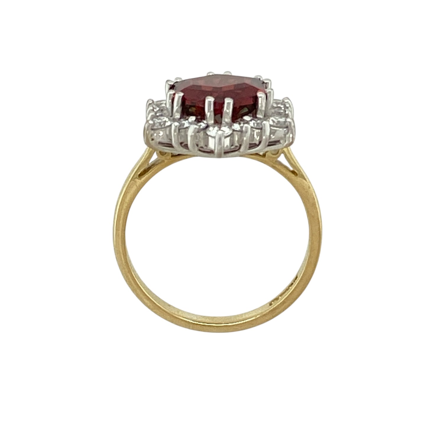 18ct Gold Diamond & Garnet Set Cluster Ring