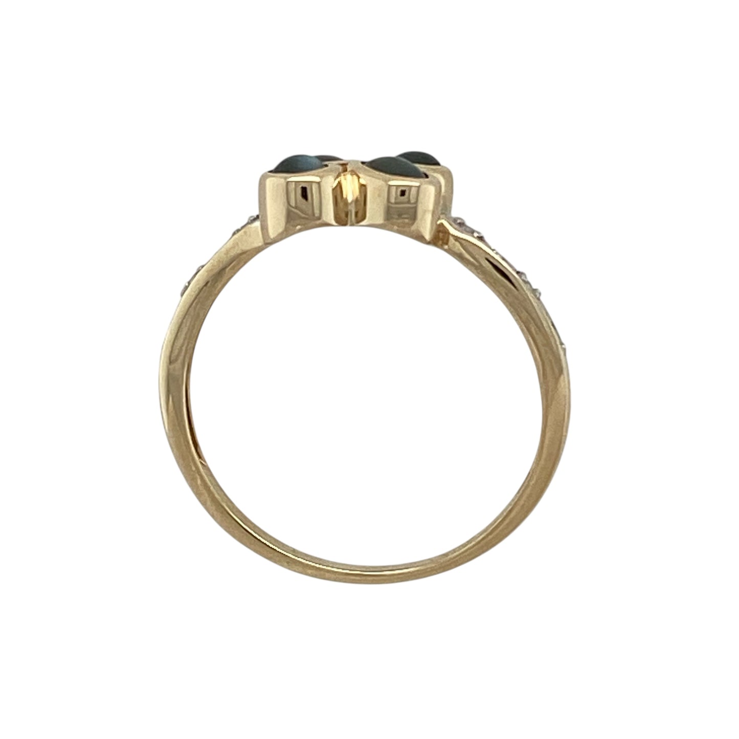 9ct Gold Diamond & Cats Eye Set Flower/Vine Style Ring