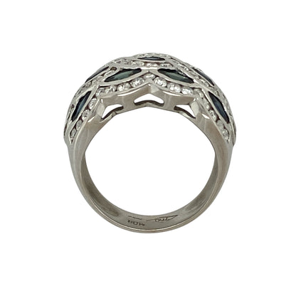 18ct White Gold Diamond & Sapphire Set Wide Band Ring