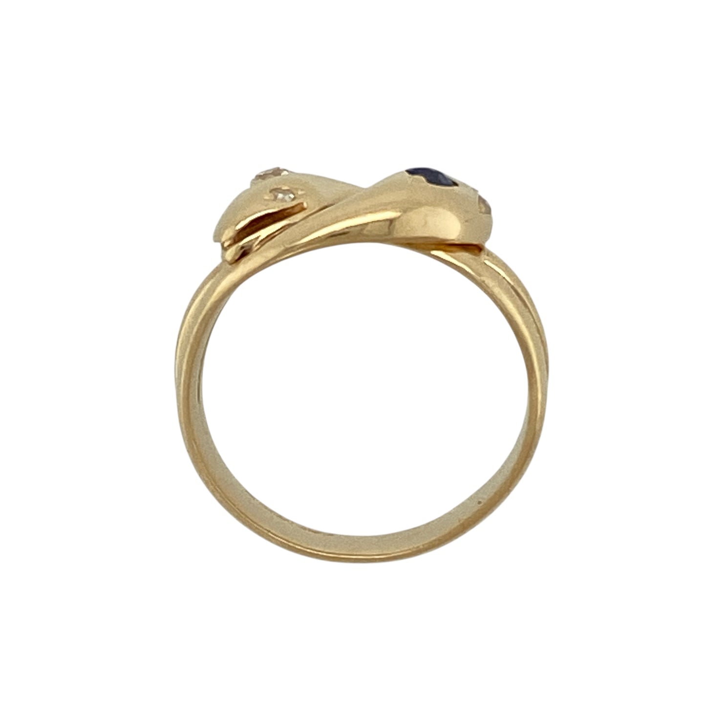 18ct Gold Diamond & Sapphire Set Double Head Snake Ring