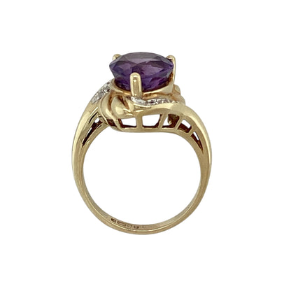9ct Gold Diamond & Amethyst Set Ring