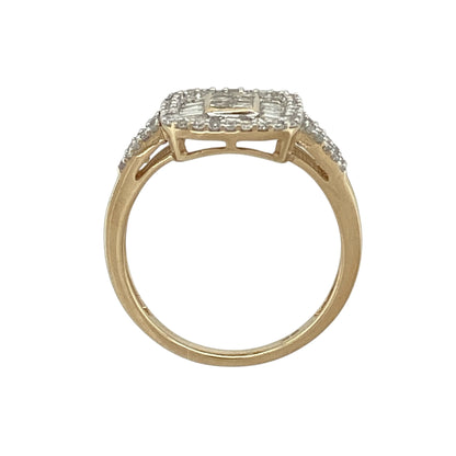 9ct Gold & Diamond Set Halo Cluster Ring