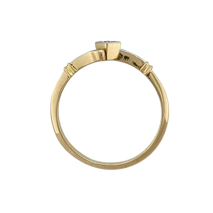 18ct Gold & Diamond Set Vintage Twist Solitaire Ring