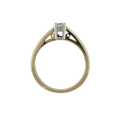9ct Gold & Diamond Emerald Cut Solitaire Ring