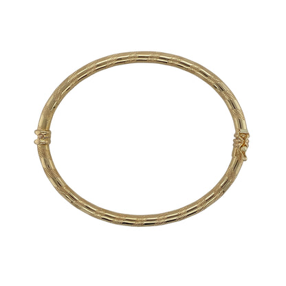 9ct Gold Striped Hinged Bangle