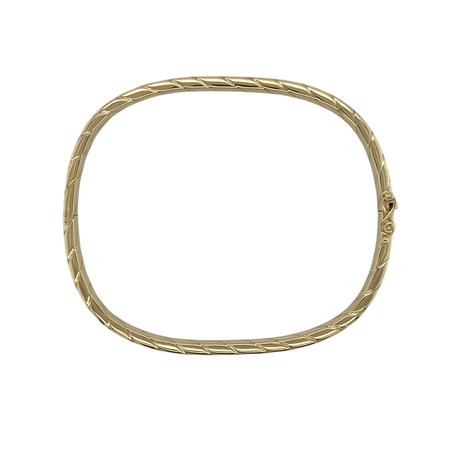 9ct Gold Twisted Squared Hinged Bangle