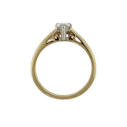 18ct Gold & Diamond Set Pear Shaped Solitaire Ring