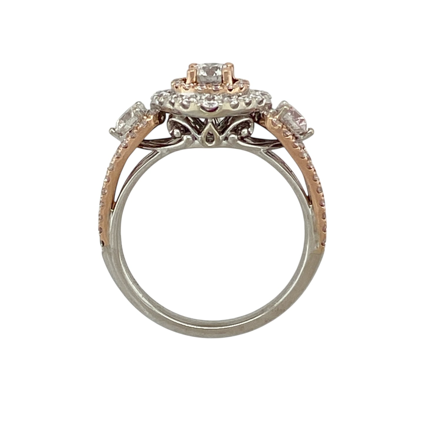 14ct White Gold & Diamond Set Double Halo Ring