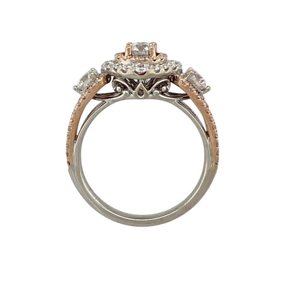 14ct White Gold & Diamond Set Double Halo Ring