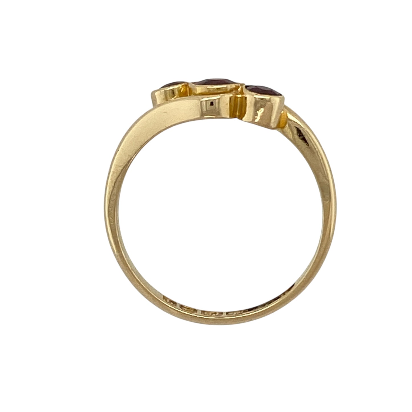 18ct Gold & Garnet Set Trilogy Twist Ring