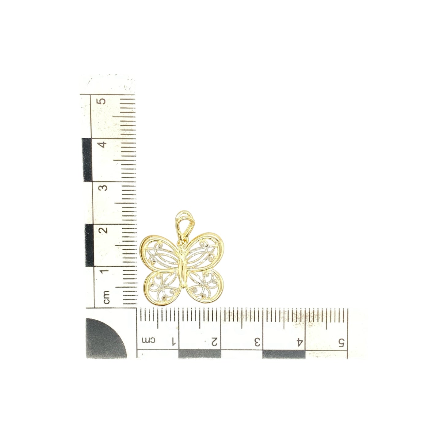 9ct Gold Filigree Patterned Butterfly Pendant