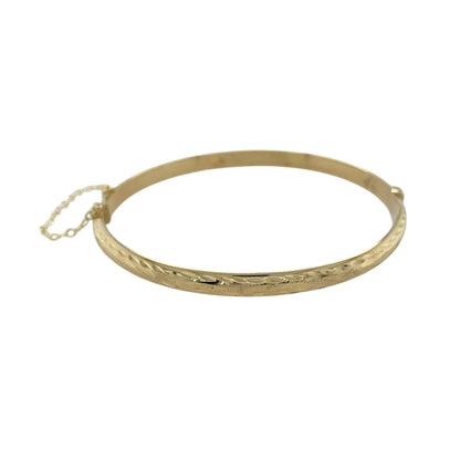 9ct Gold Patterned Hinged Bangle
