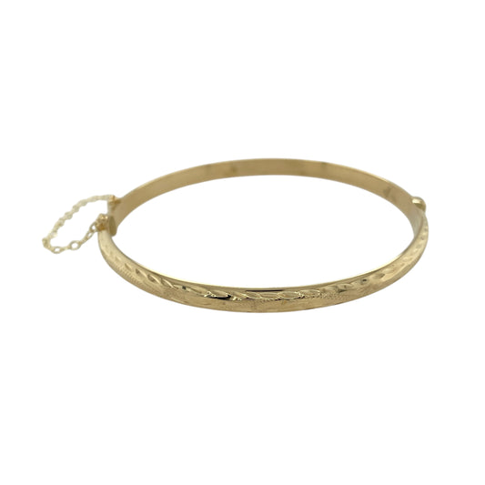9ct Gold Patterned Hinged Bangle
