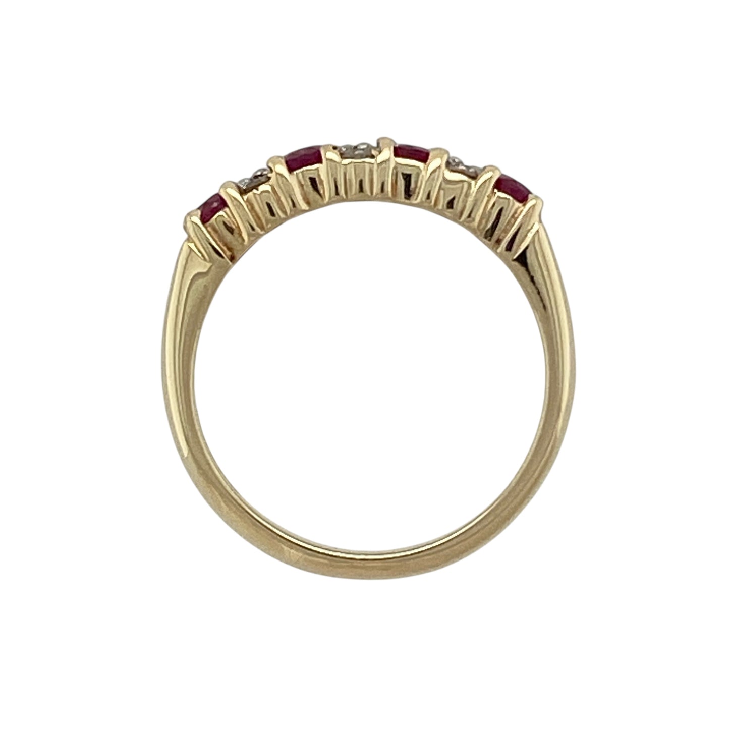 9ct Gold Diamond & Ruby Set Band Ring