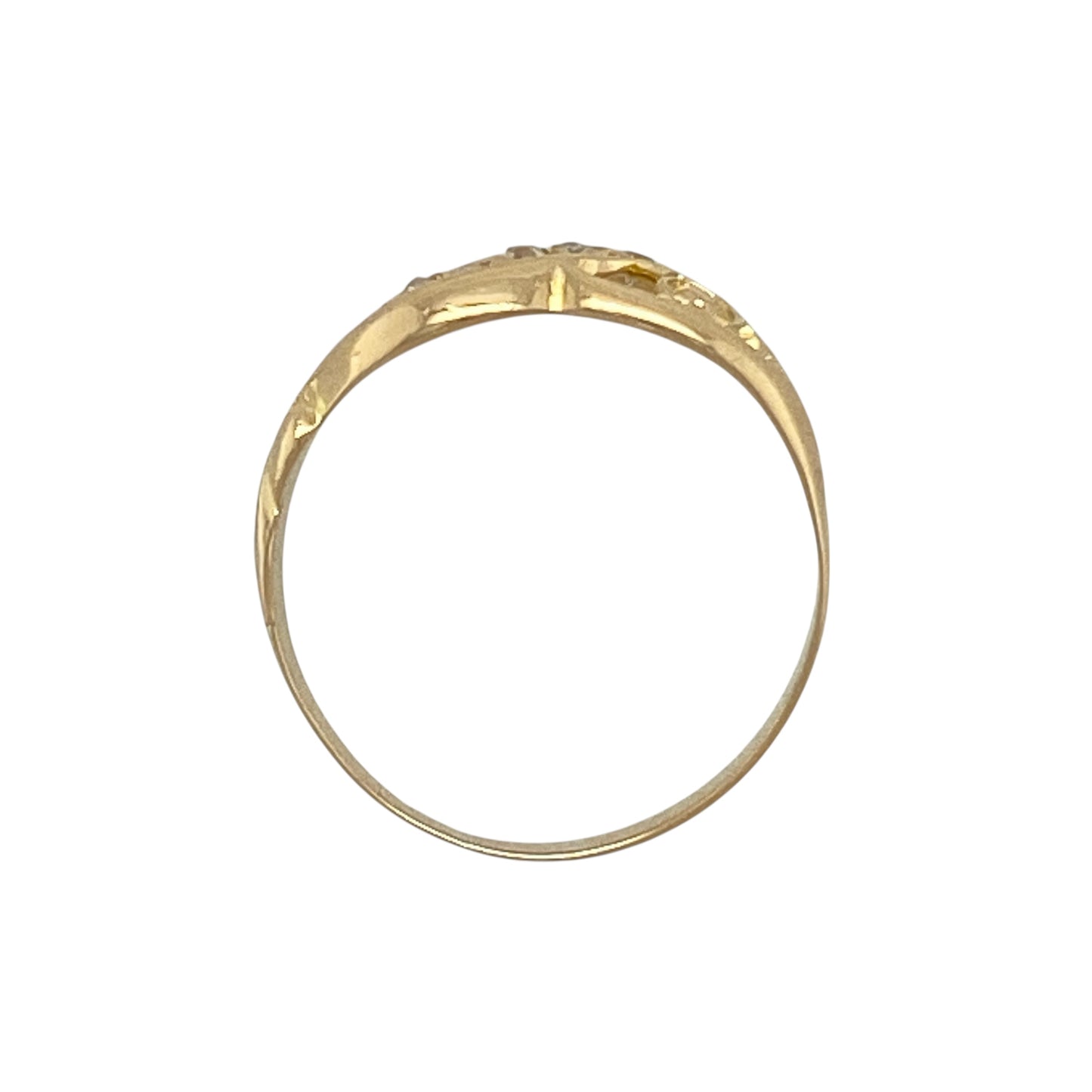 18ct Gold & Diamond Set Vintage Scroll Pattern Ring