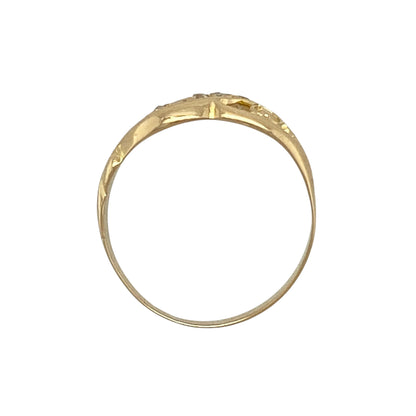 18ct Gold & Diamond Set Vintage Scroll Pattern Ring