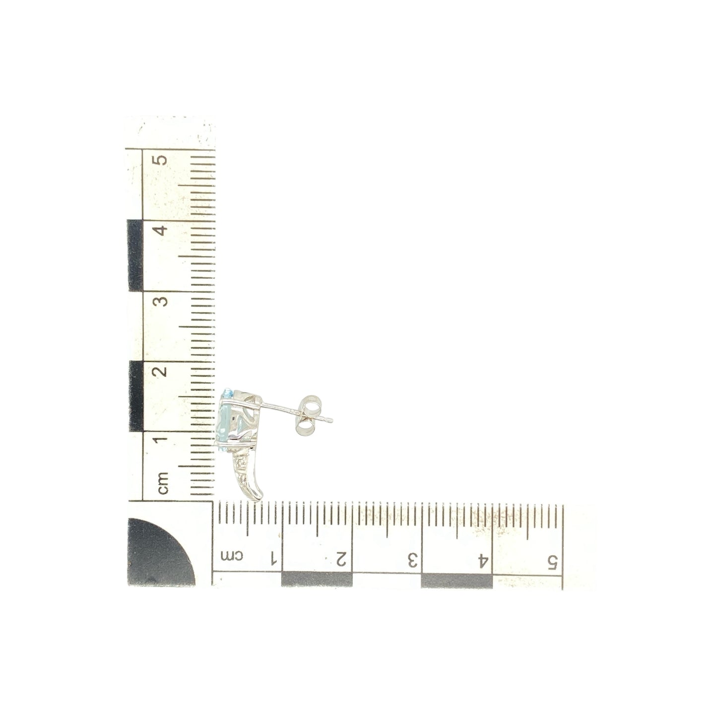 9ct White Gold Diamond & Aquamarine Set Stud Earrings