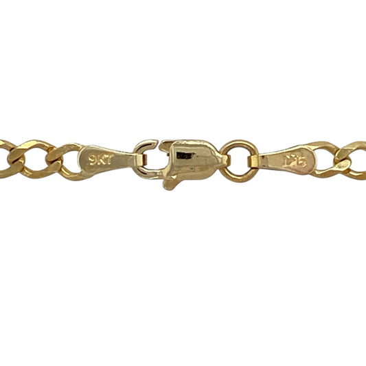 Bring classic style and everyday versatility to your jewellery collection with this pre-owned 9ct yellow gold curb chain, a timeless design with clean lines and enduring appeal.

Design: The chain features a traditional curb link pattern with a 3mm width, offering a balanced and understated look suitable for daily wear.
Material: Made from polished 9-carat yellow gold, the warm tone enhances the simplicity and classic character of the chain.