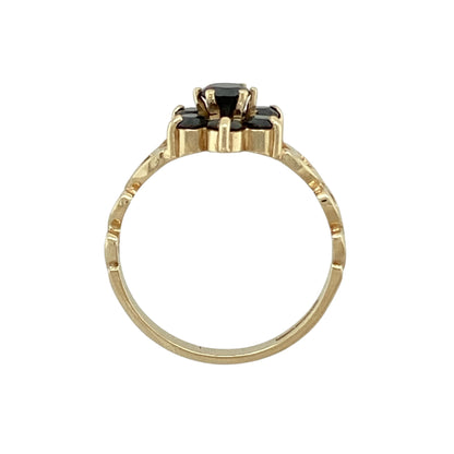 9ct Gold & Sapphire Set Flower Cluster Ring