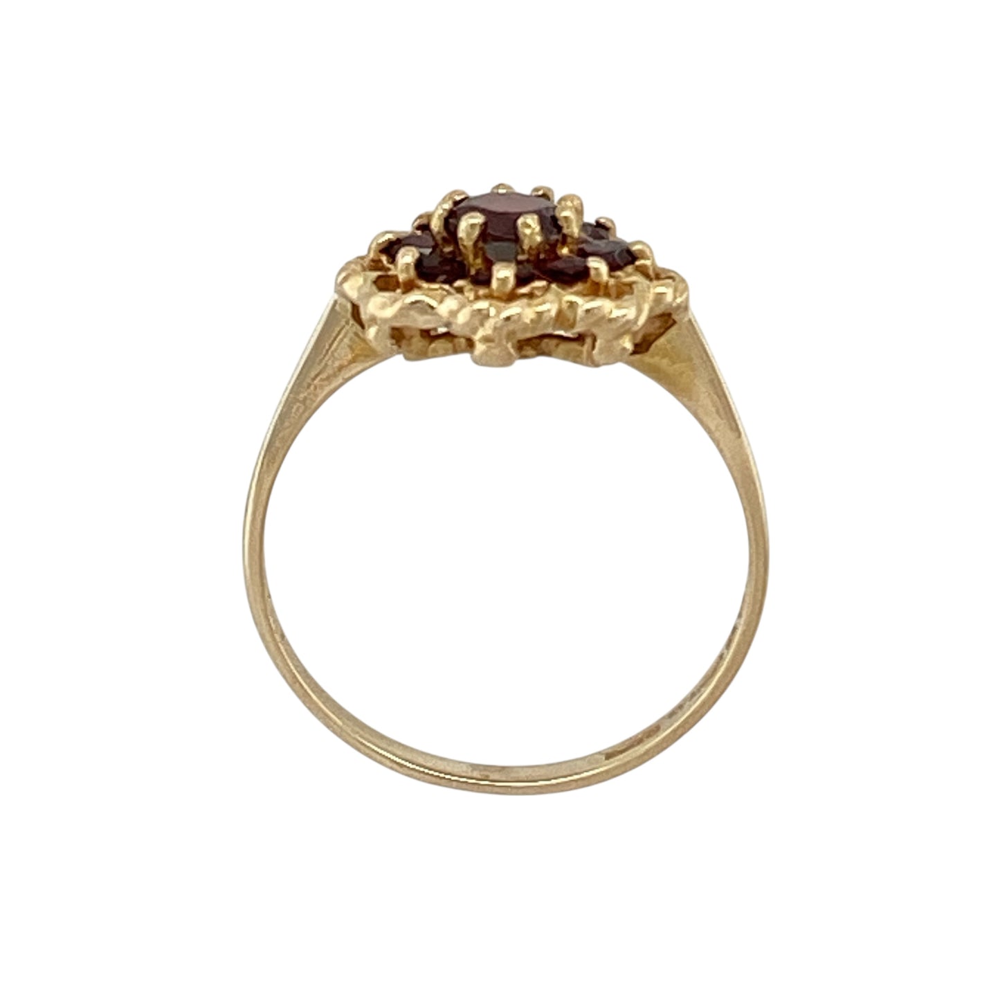 9ct Gold & Garnet Set Flower Cluster Ring