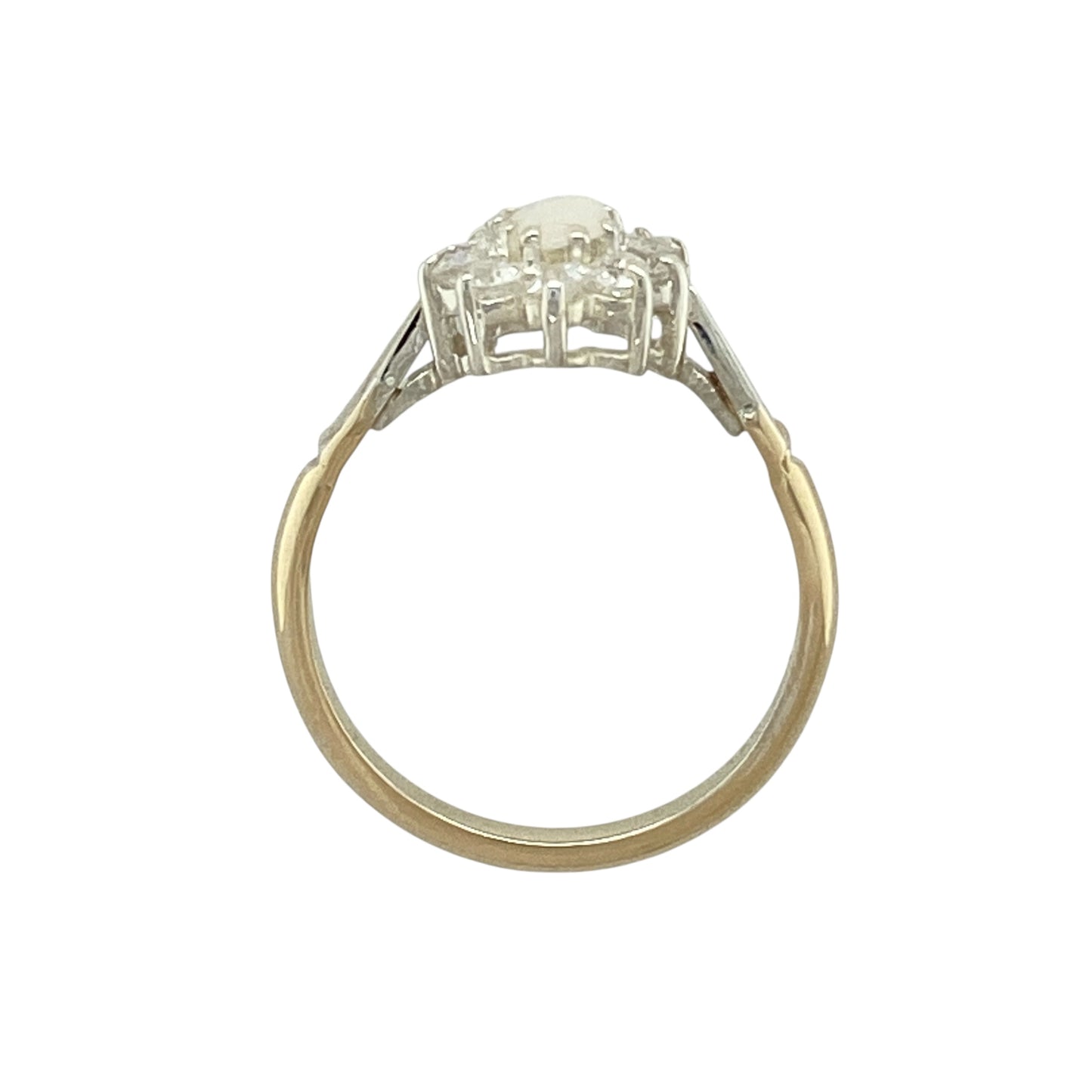 9ct Gold Opalique & Cubic Zirconia Set Cluster Ring