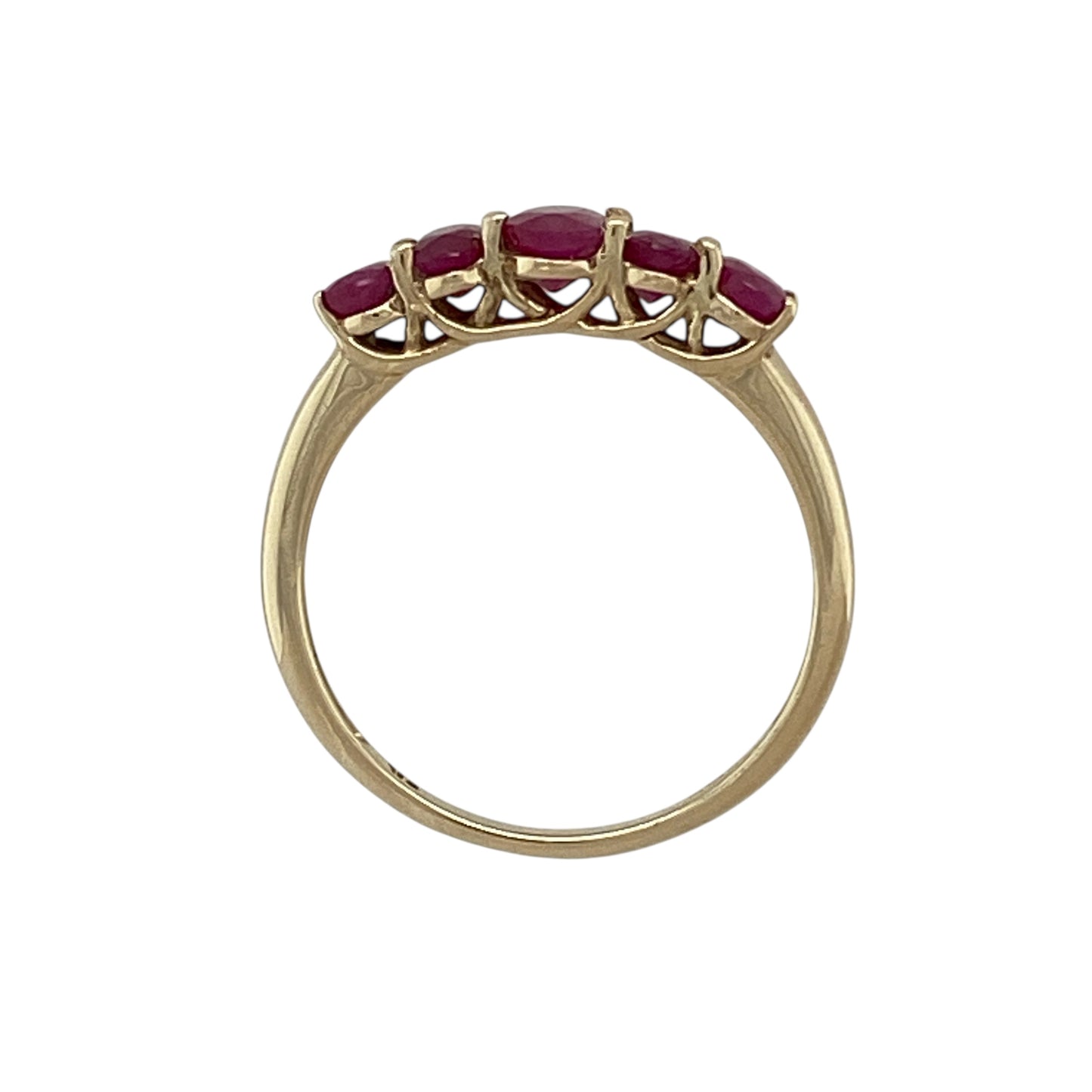 9ct Gold & Ruby Set Five Stone Band Ring