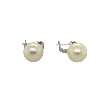 9ct White Gold Pearl & Cubic Zirconia Set Drop Earrings