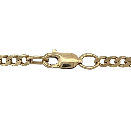 Bring classic versatility and everyday elegance to your jewellery collection with this pre-owned 9ct yellow gold curb chain, a timeless design with a balanced and confident look.

Design: The chain features a traditional curb link style with a 3mm link width, offering a clean and refined profile suitable for daily wear.
Material: Made from polished 9-carat yellow gold, the warm golden tone enhances the classic appeal of the curb design.