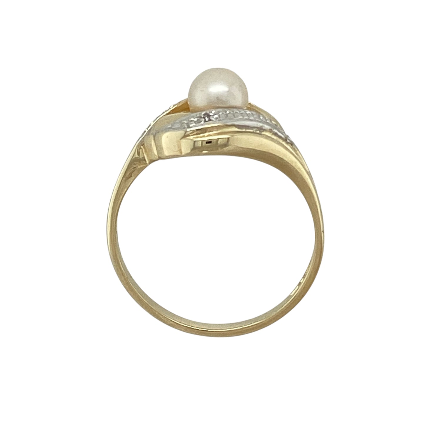 9ct Gold Diamond & Pearl Set Ring