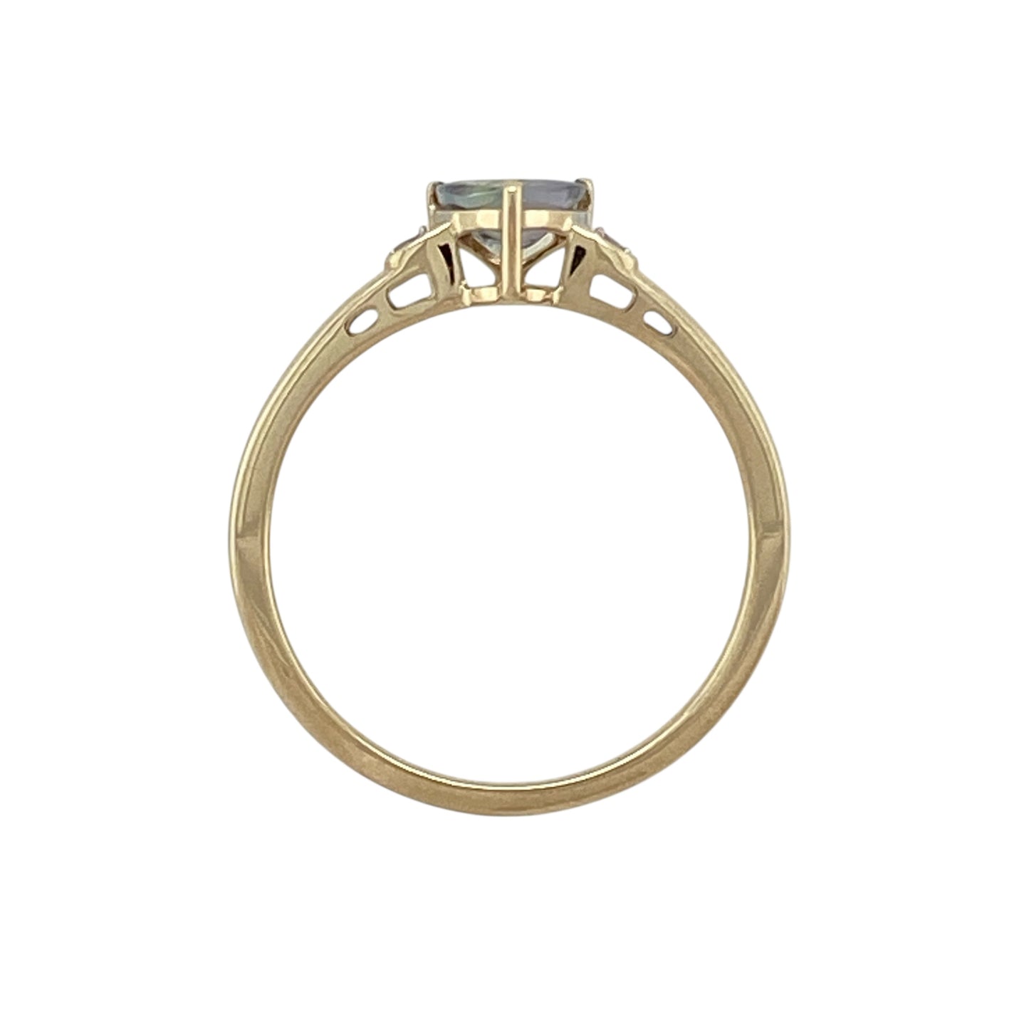 9ct Gold Diamond & Blue Topaz Set Ring