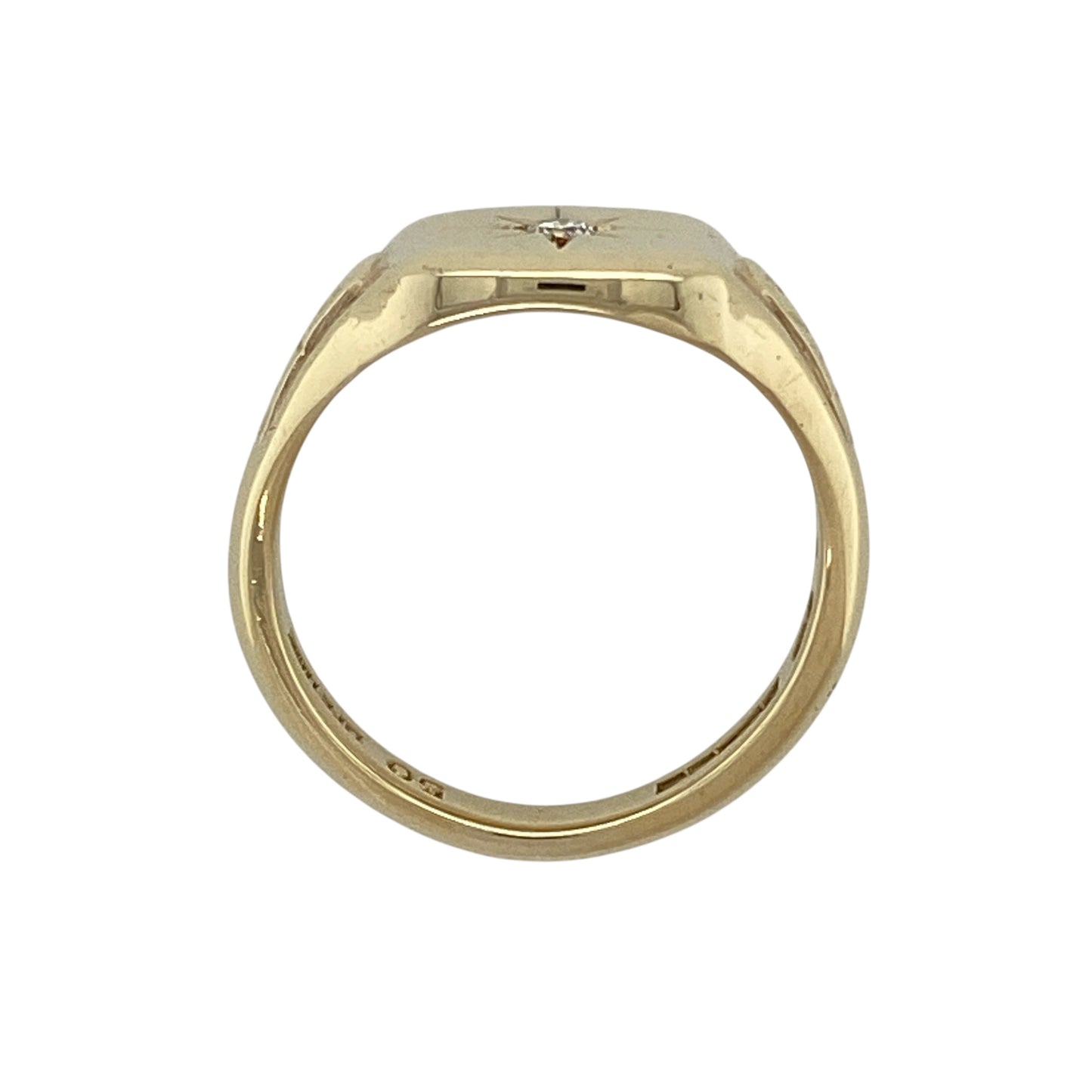 9ct Gold & Diamond Set Patterned Signet Ring