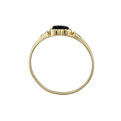 9ct Gold Onyx & Cubic Zirconia Set Heart Ring