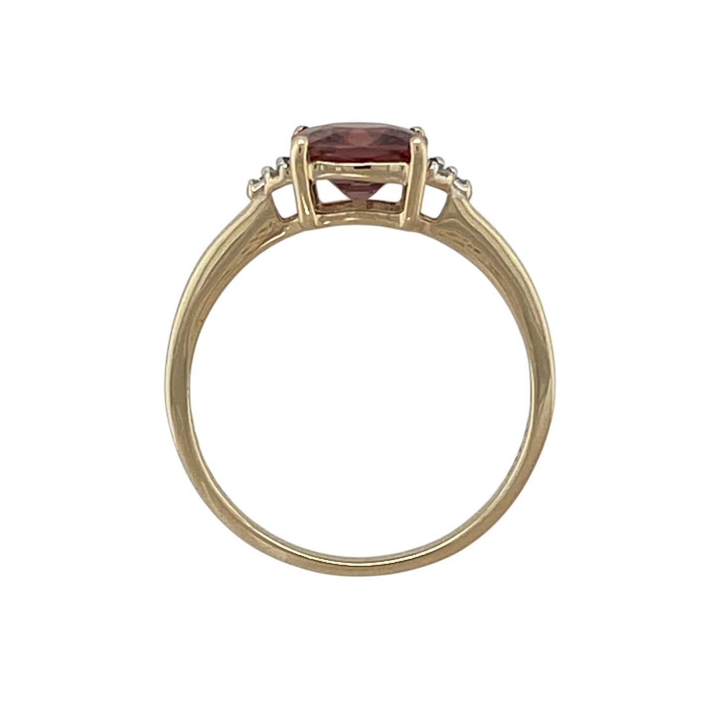 9ct Gold Diamond & Pink Stone Set Ring