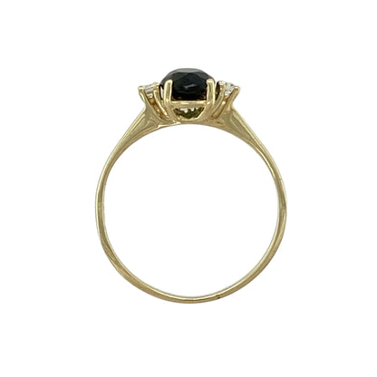 9ct Gold Diamond & Chrome Diopside Set Ring