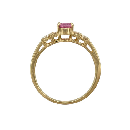 18ct Gold Diamond & Pink Sapphire Set Ring