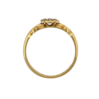 18ct Gold & Diamond Set Art Deco Flower Cluster Style Ring