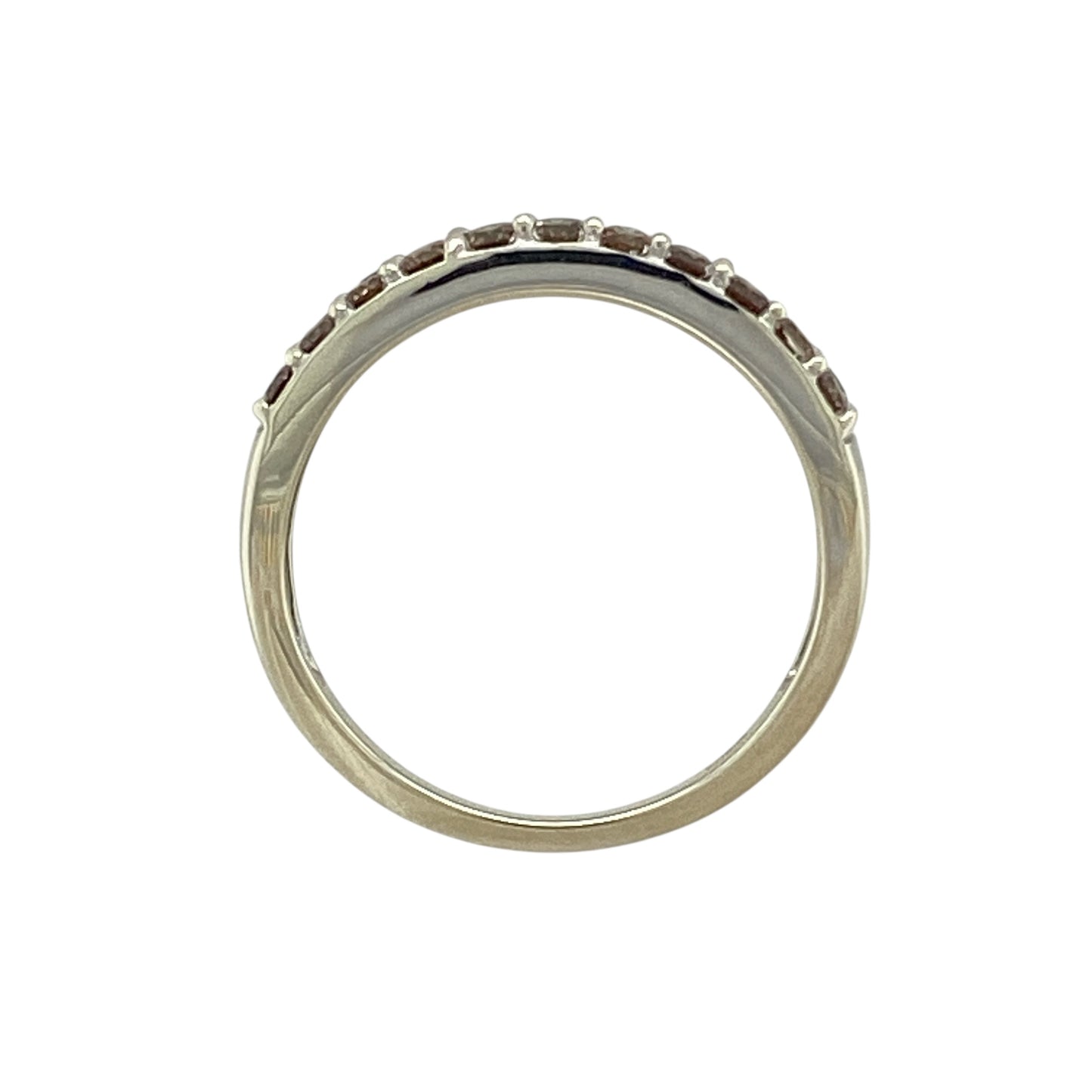9ct White Gold & Chocolate Diamond Set Band Ring