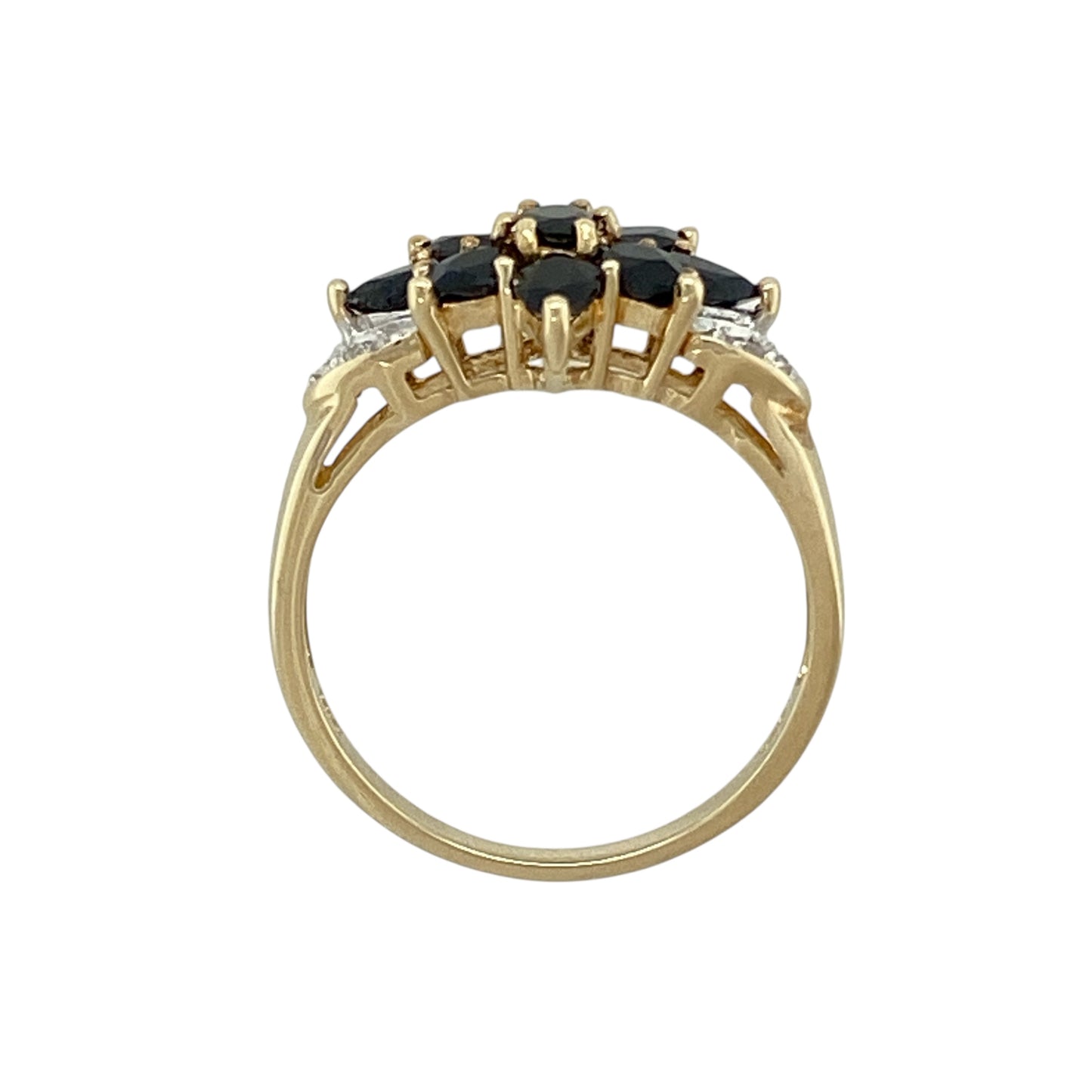 9ct Gold Diamond & Sapphire Set Cluster Ring