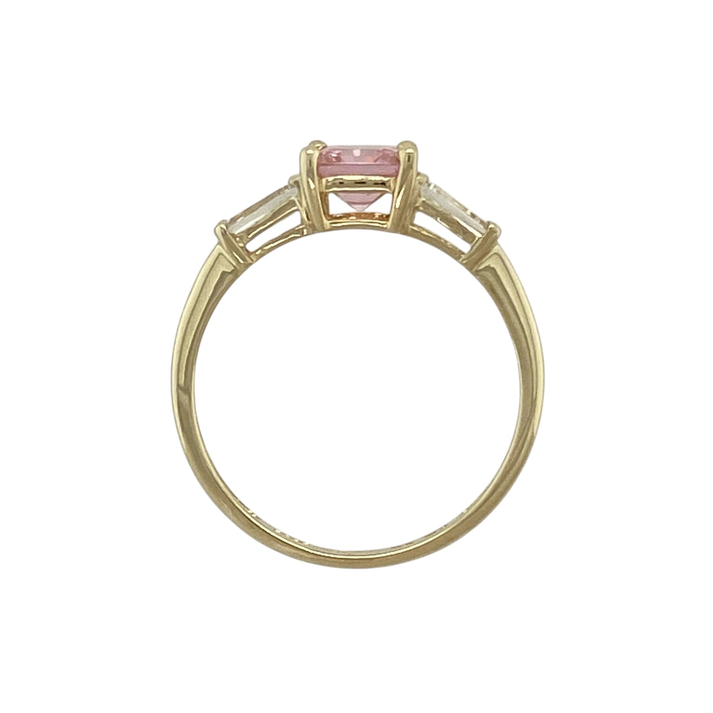 9ct Gold Pink Stone & Cubic Zirconia Set Ring