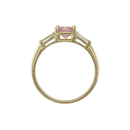 9ct Gold Pink Stone & Cubic Zirconia Set Ring