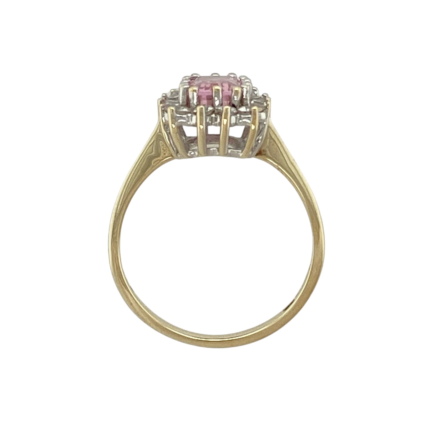 9ct Gold Pink Stone & Cubic Zirconia Set Cluster Ring