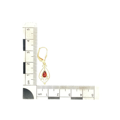 9ct Gold & Garnet Set Drop Earrings