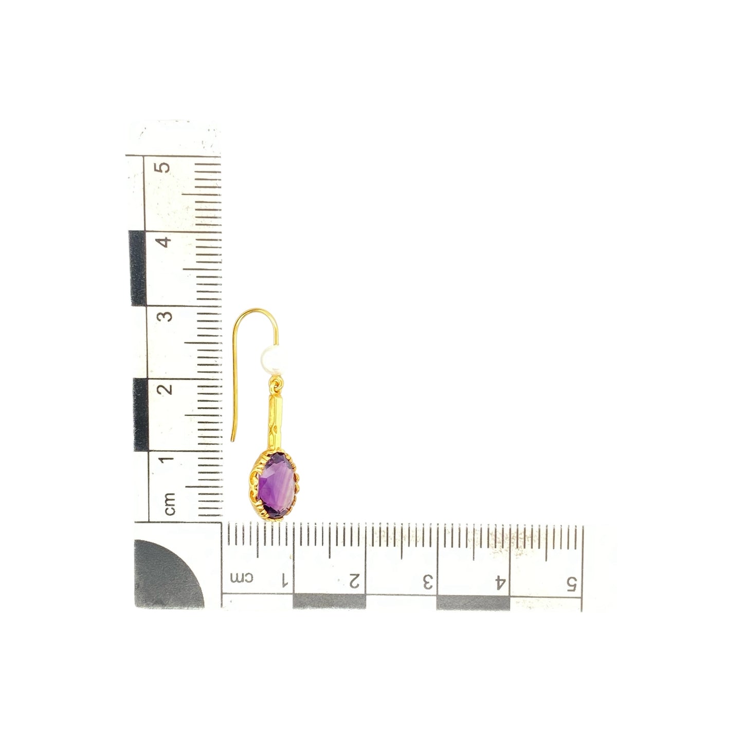 9ct Gold Amethyst & Pearl Set Drop Earrings
