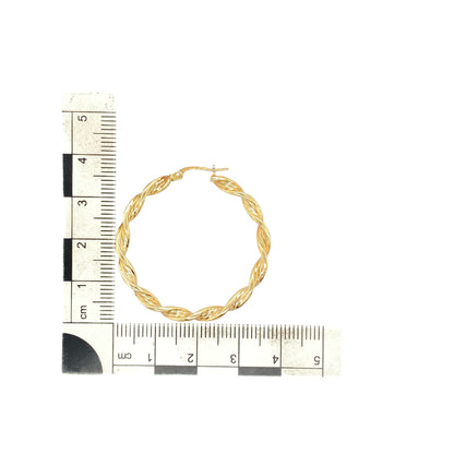 9ct Gold Twisted Ribbon Creole Earrings