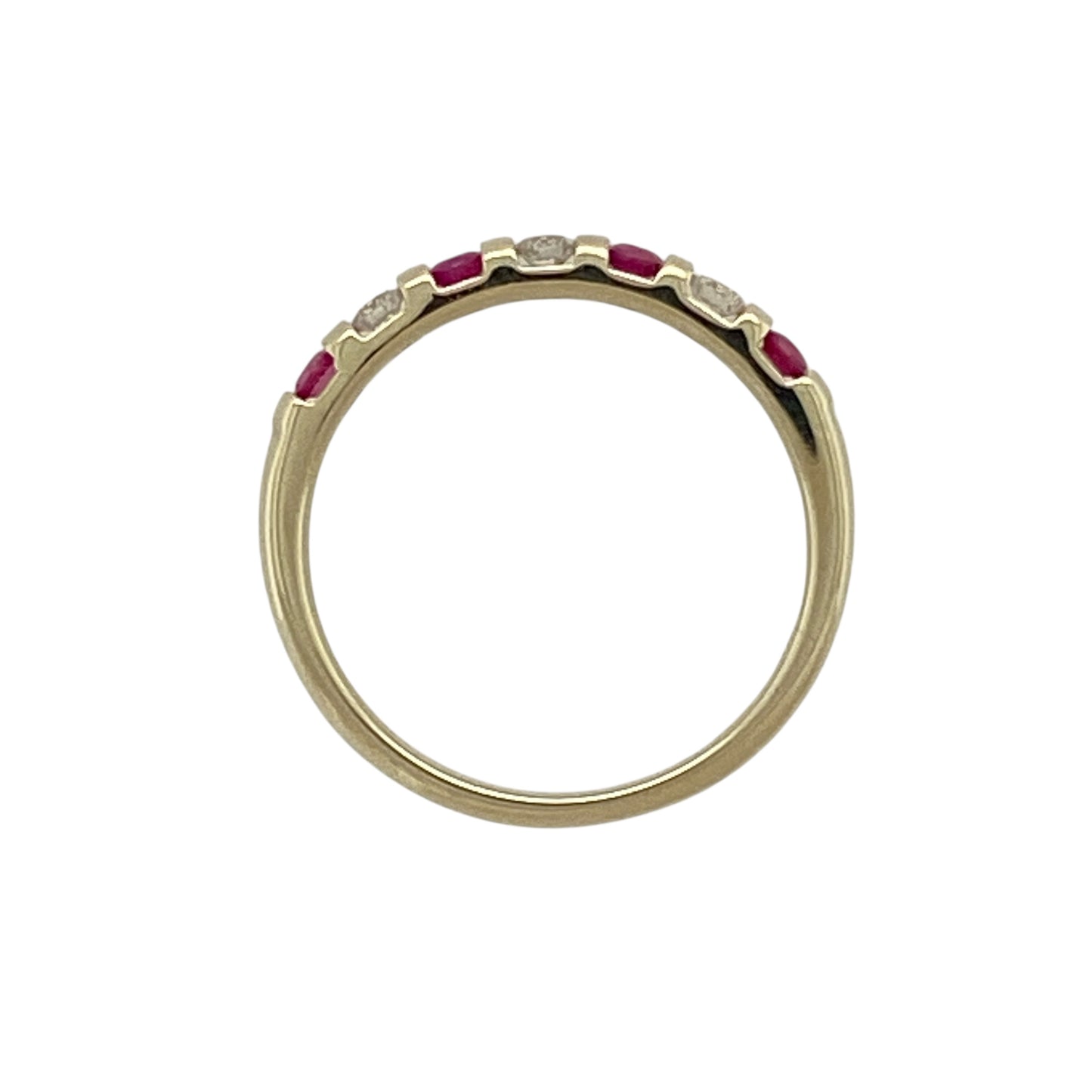 9ct Gold Diamond & Ruby Set Band Ring